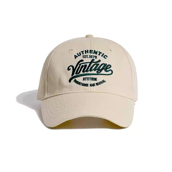 Accessories - Beige Vintage Embroidered Cap 1979